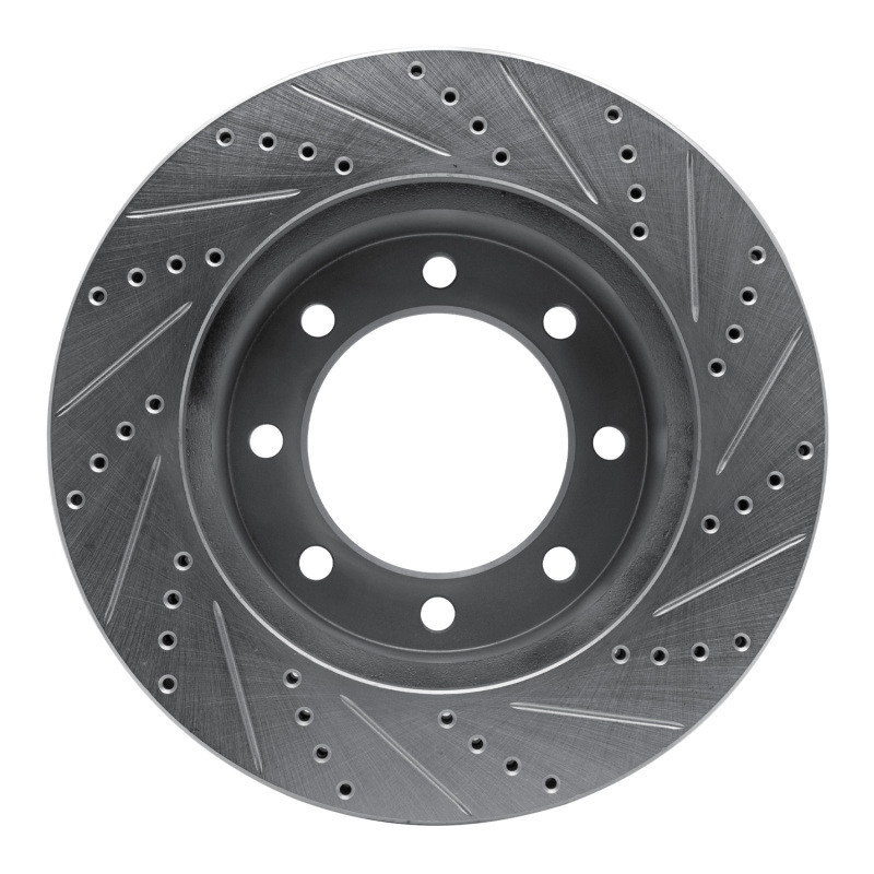 Ford F-350 Super Duty Brake Rotor (1) - Front Left - R1 Concepts - Drilled & Slotted - Silver - `05-`12
